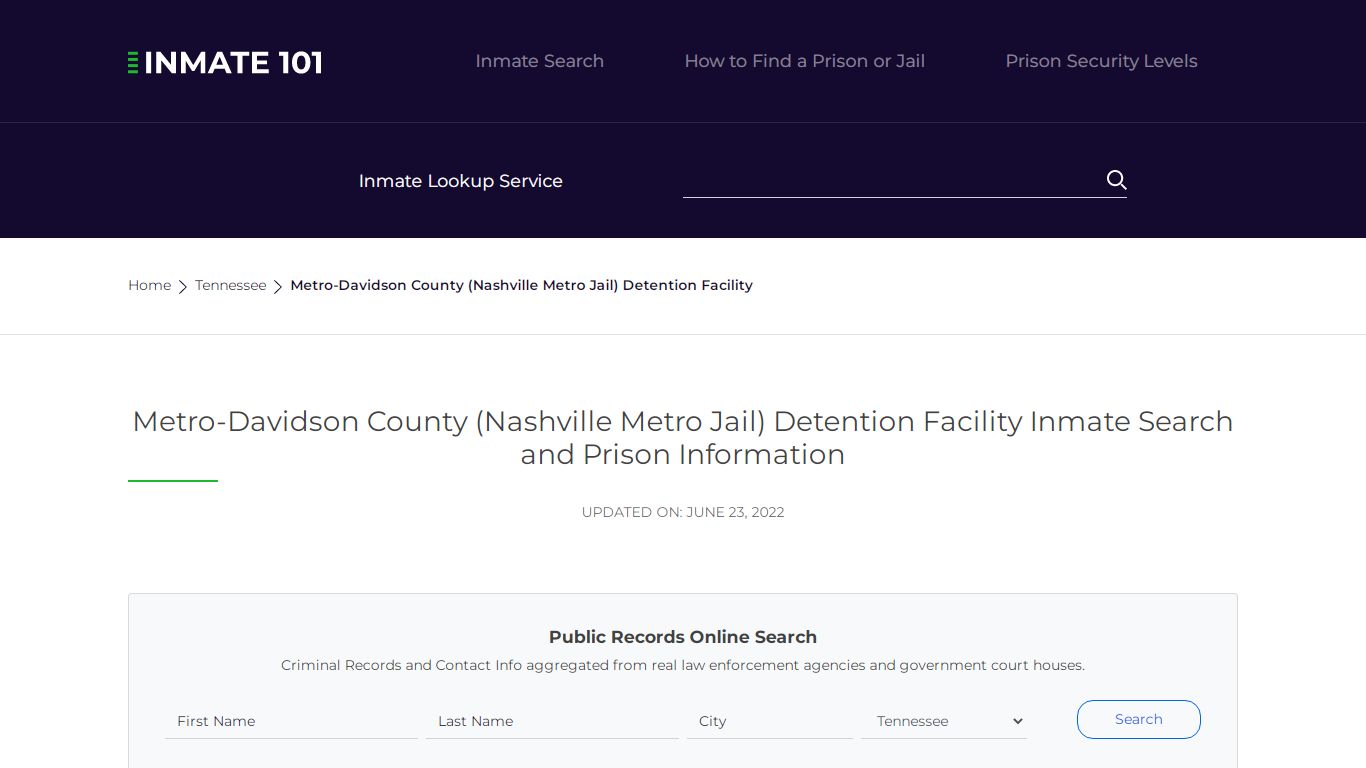 Metro-Davidson County (Nashville Metro ... - Inmate Lookup